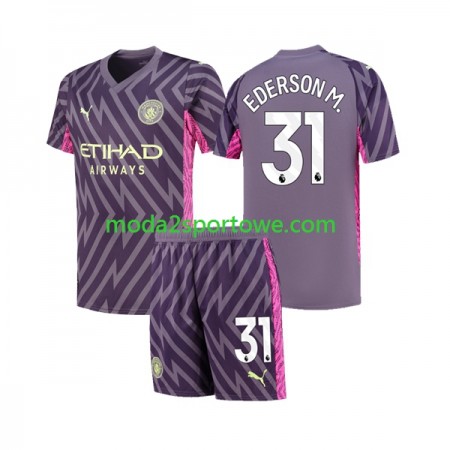 Koszulka Manchester City Ederson Moraes 31 Bramkarska Dziecięcy Wyjazdowe Stroje Piłkarskie 2023/24 Krótki Rękaw